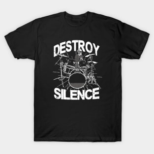 Destroy Silence Drummer Skull T-Shirt